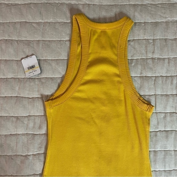 NWT Intimately Free People Mustard Yellow Ribbed High Neck Tank Top Size Medium - Picture 11 of 11